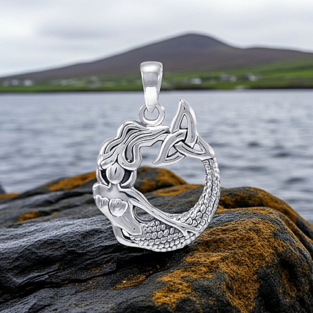 Mermaid Trinity Knot Triquetra Sterling Silver Pendant